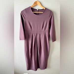 PinkBlush Mauve 3/4 Sleeves Front Pleated Maternity Dress Size XL Stretch -baby
